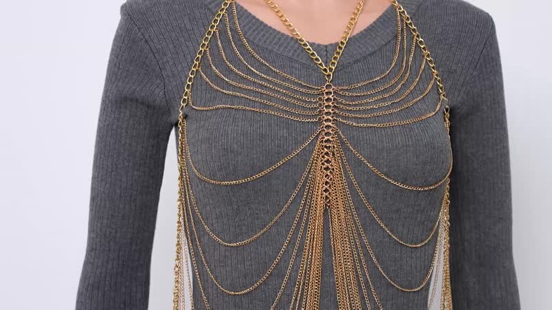 Layered Design Body Chain 20.50 Inches in Silvertone