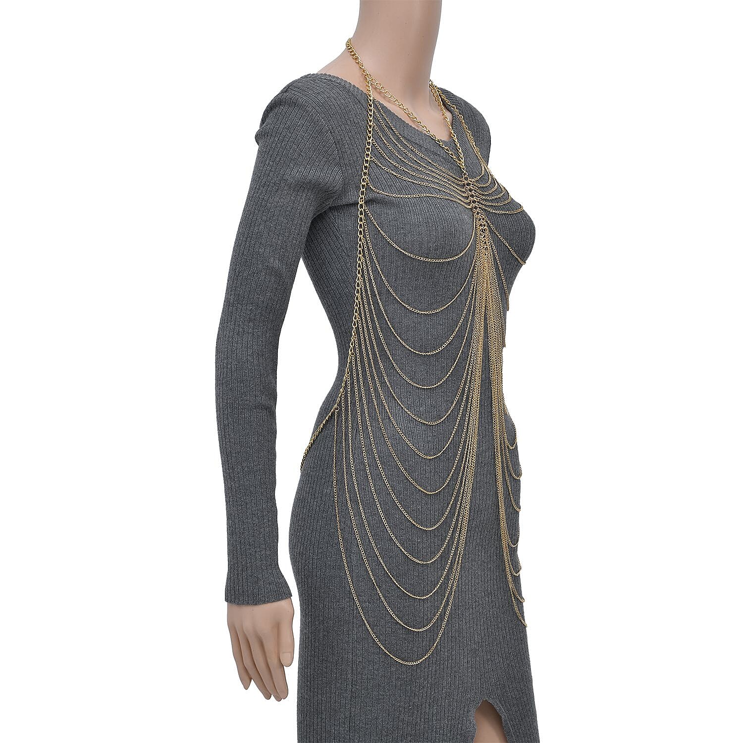 Layered Design Body Chain 20.50 Inches in Goldtone