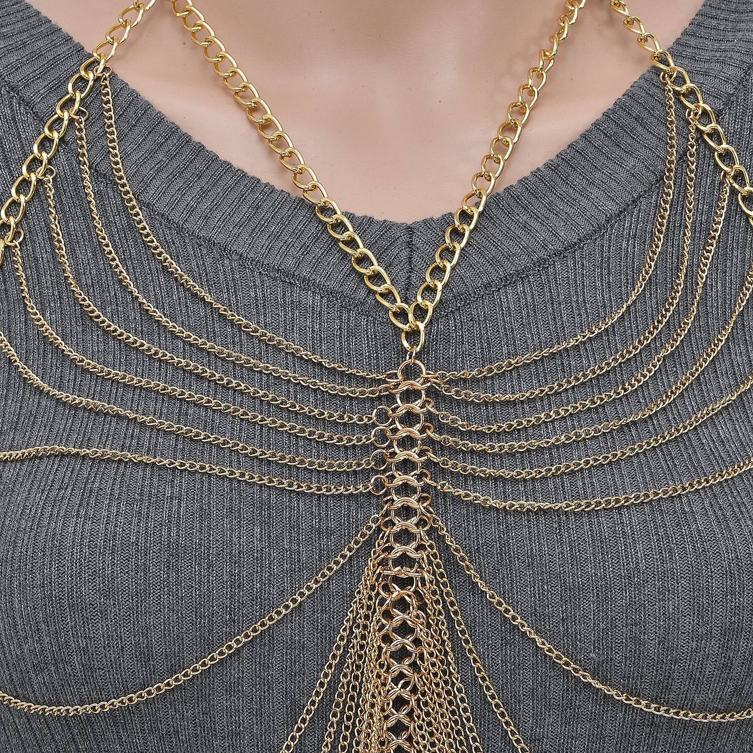 Layered Design Body Chain 20.50 Inches in Goldtone