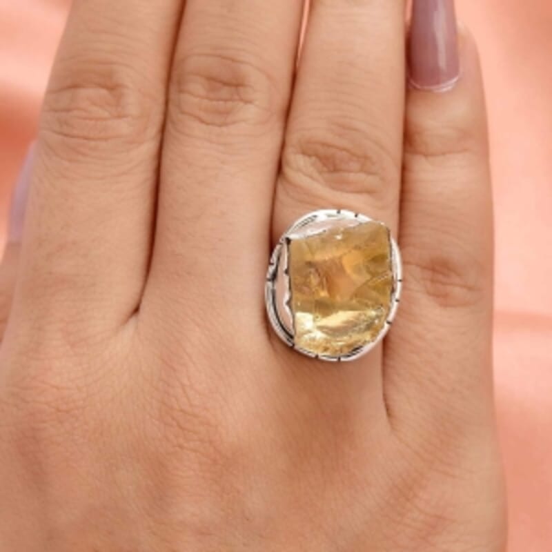 Brazilian Citrine 15.34 ctw Ring in Sterling Silver (Size 6.5)