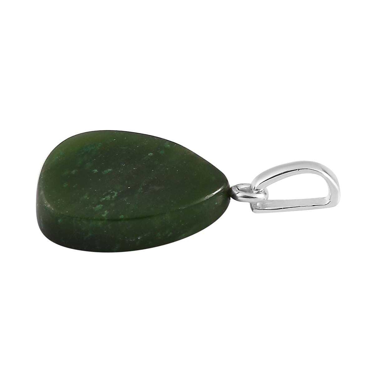 Artisan Crafted Nephrite Jade Solitaire Pendant in Sterling Silver 18.70 ctw image number 2
