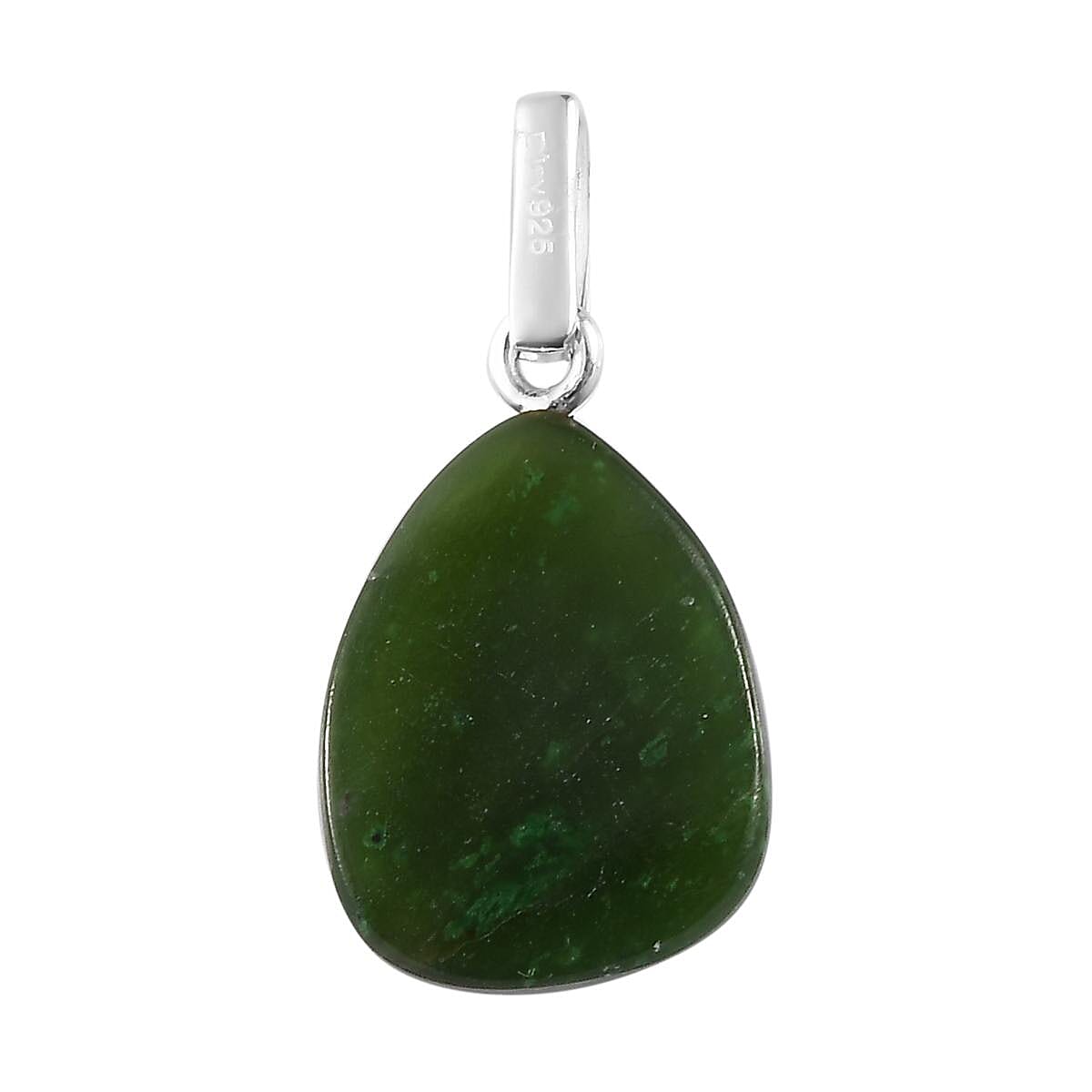 Artisan Crafted Nephrite Jade Solitaire Pendant in Sterling Silver 18.70 ctw image number 3