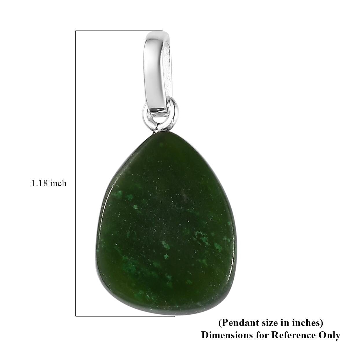 Artisan Crafted Nephrite Jade Solitaire Pendant in Sterling Silver 18.70 ctw image number 4