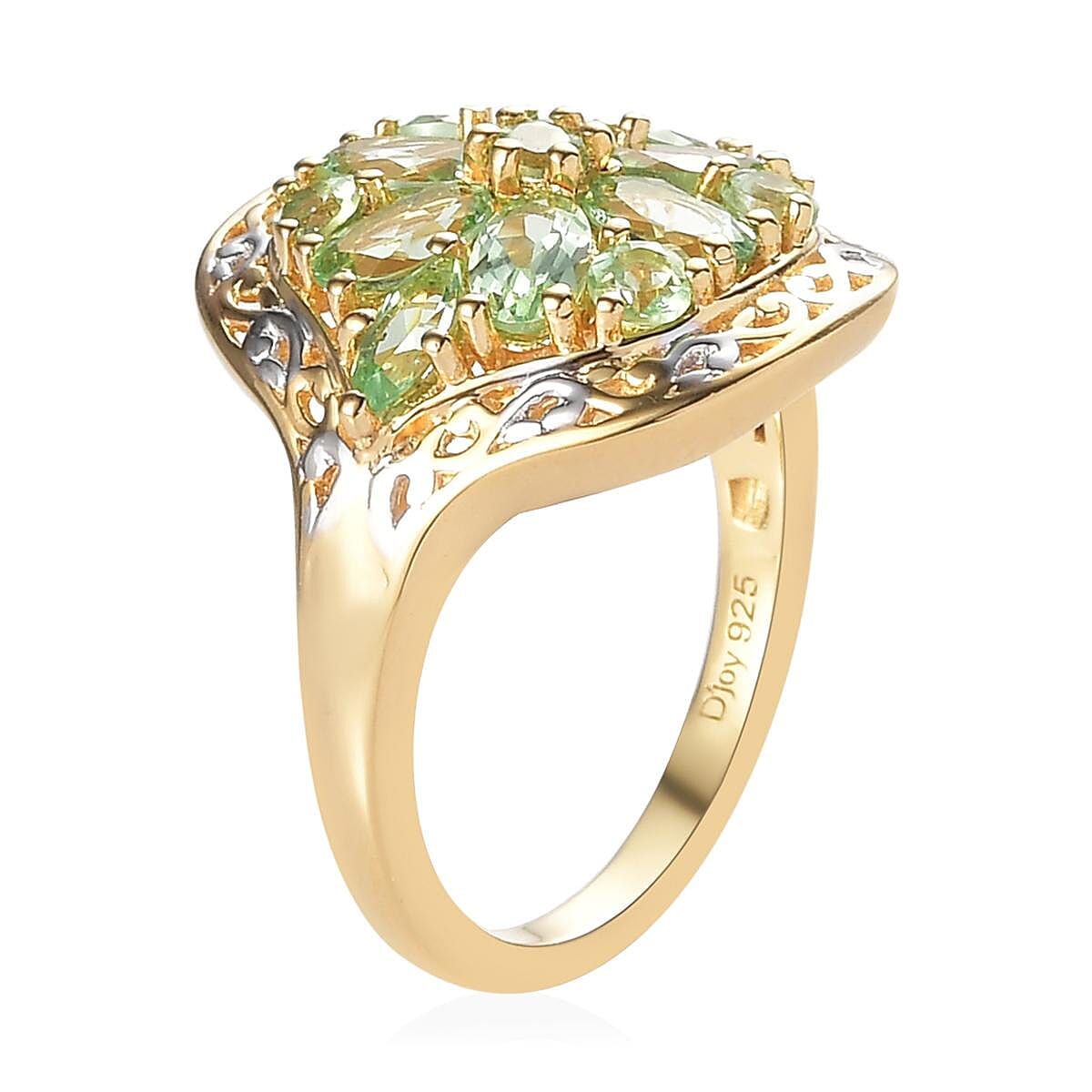 Merelani Mint Garnet Cocktail Ring in Vermeil Yellow Gold and Platinum Over Sterling Silver (Size 8.0) 2.25 ctw image number 3