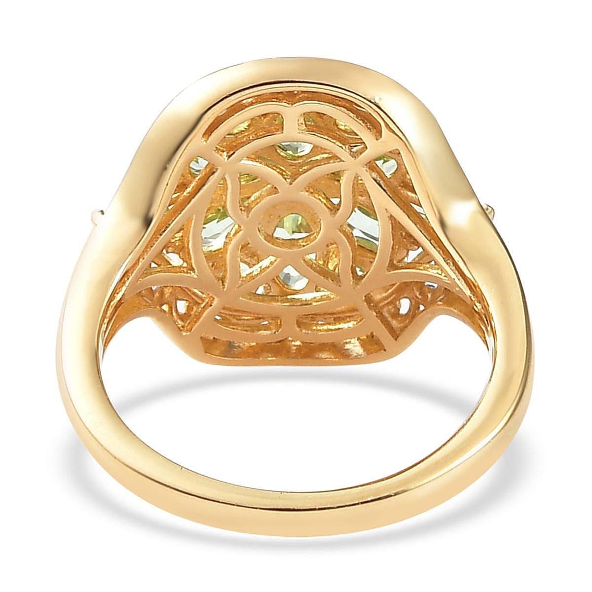 Merelani Mint Garnet Cocktail Ring in Vermeil Yellow Gold and Platinum Over Sterling Silver (Size 8.0) 2.25 ctw image number 4