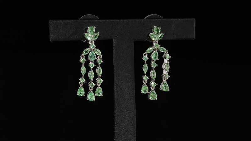 Merelani Mint Garnet Chandelier Earrings in Platinum Over Sterling Silver 2.90 ctw