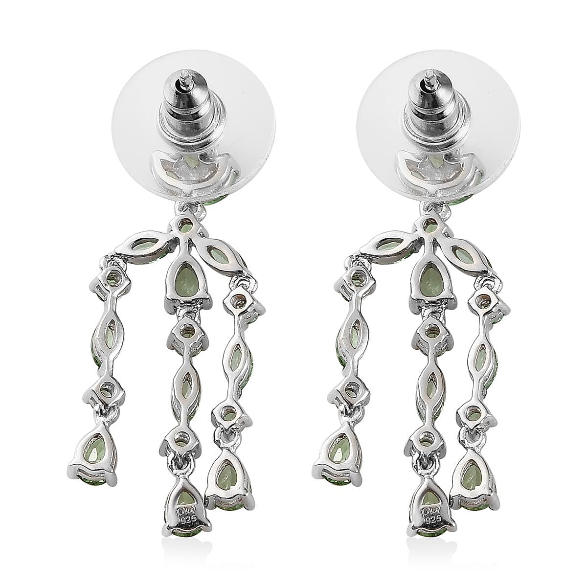Merelani Mint Garnet Chandelier Earrings in Platinum Over Sterling Silver 2.90 ctw
