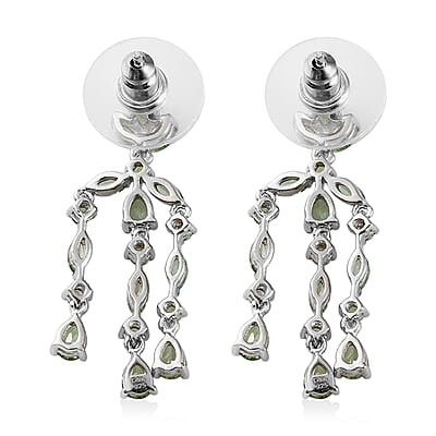 Merelani Mint Garnet Chandelier Earrings in Platinum Over Sterling Silver 2.90 ctw