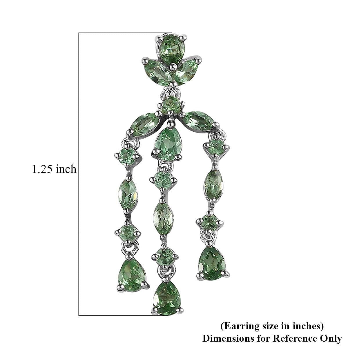 Merelani Mint Garnet Chandelier Earrings in Platinum Over Sterling Silver 2.90 ctw