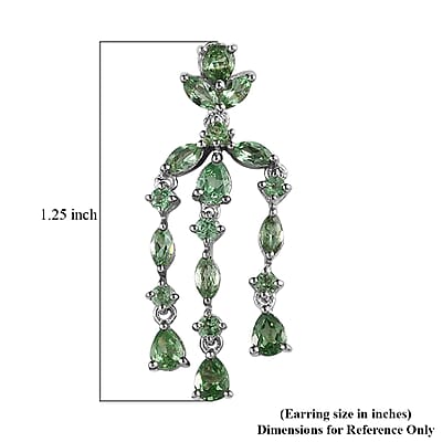 Merelani Mint Garnet Chandelier Earrings in Platinum Over Sterling Silver 2.90 ctw