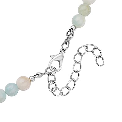 Multi Color Amazonite Beaded Tribal Necklace 18-20 Inches in Silvertone 154.50 ctw