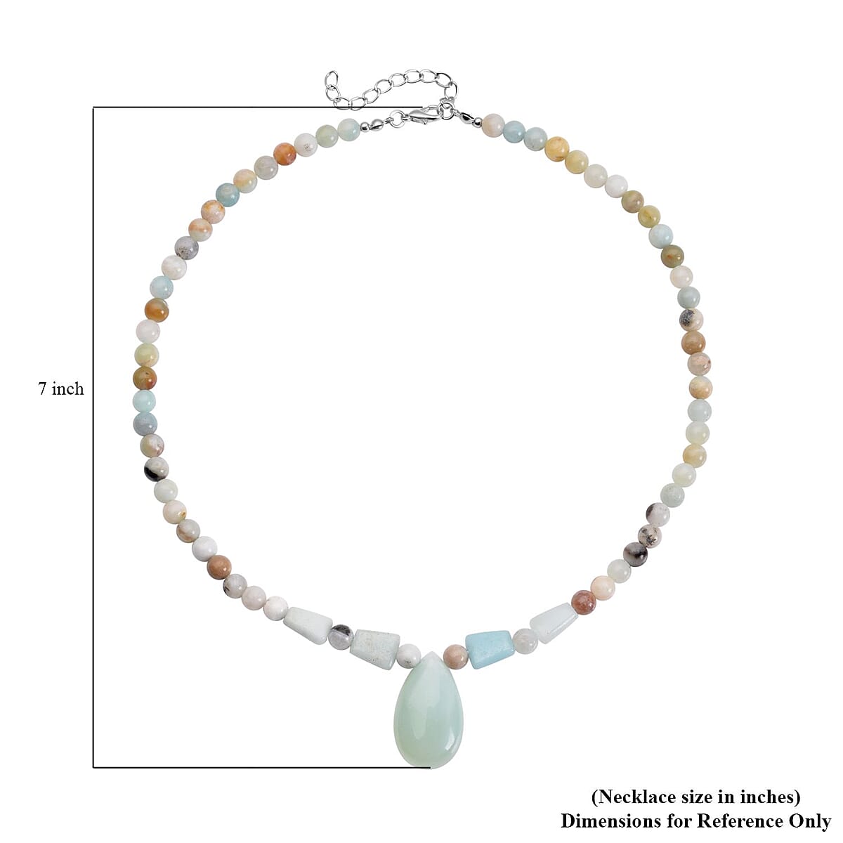 Multi Color Amazonite Beaded Tribal Necklace 18-20 Inches in Silvertone 154.50 ctw image number 5