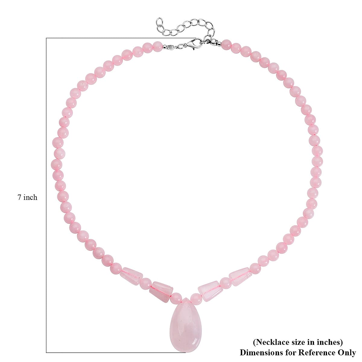 Galilea Rose Quartz Beaded Tribal Necklace 18-20 Inches in Silvertone 132.00 ctw image number 5