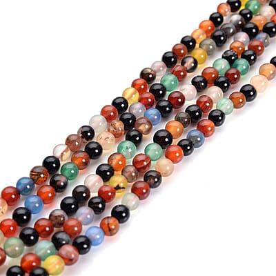 Enhanced Multi Agate Multi Row Beaded Bracelet in Stainless Steel (7.25 In) 91.50 ctw