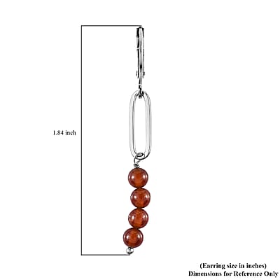 Ratnapura Hessonite Garnet Dangle Earrings in Stainless Steel 5.60 ctw