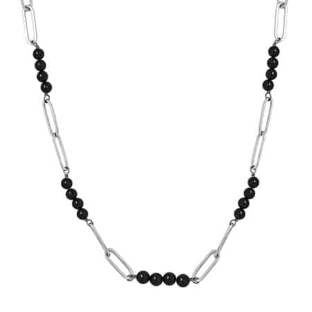 Off-white Men's Faux Pearl And Paperclip Chain Necklace In Black
