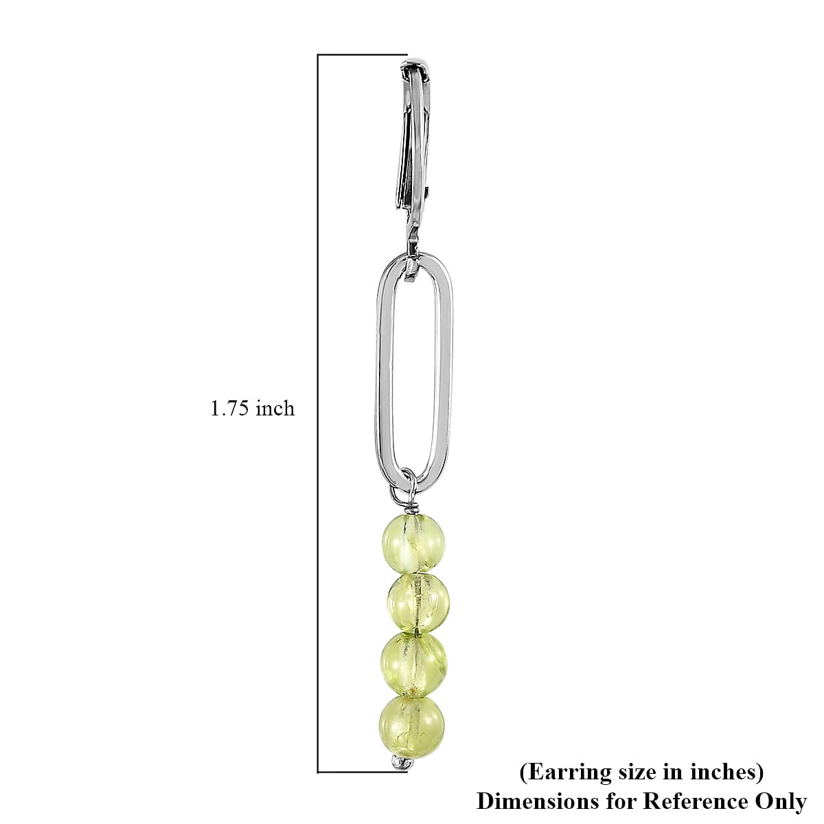 Peridot Beaded and Paper Clip Dangle Earrings in Stainless Steel 4.10 ctw image number 4