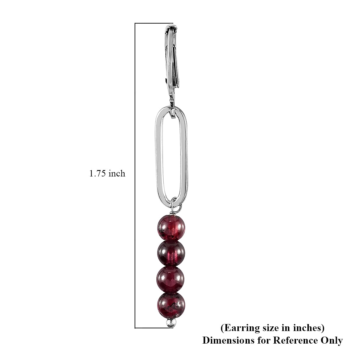Orissa Rhodolite Garnet Beaded and Paper Clip Dangle Earrings in Stainless Steel 5.10 ctw image number 4