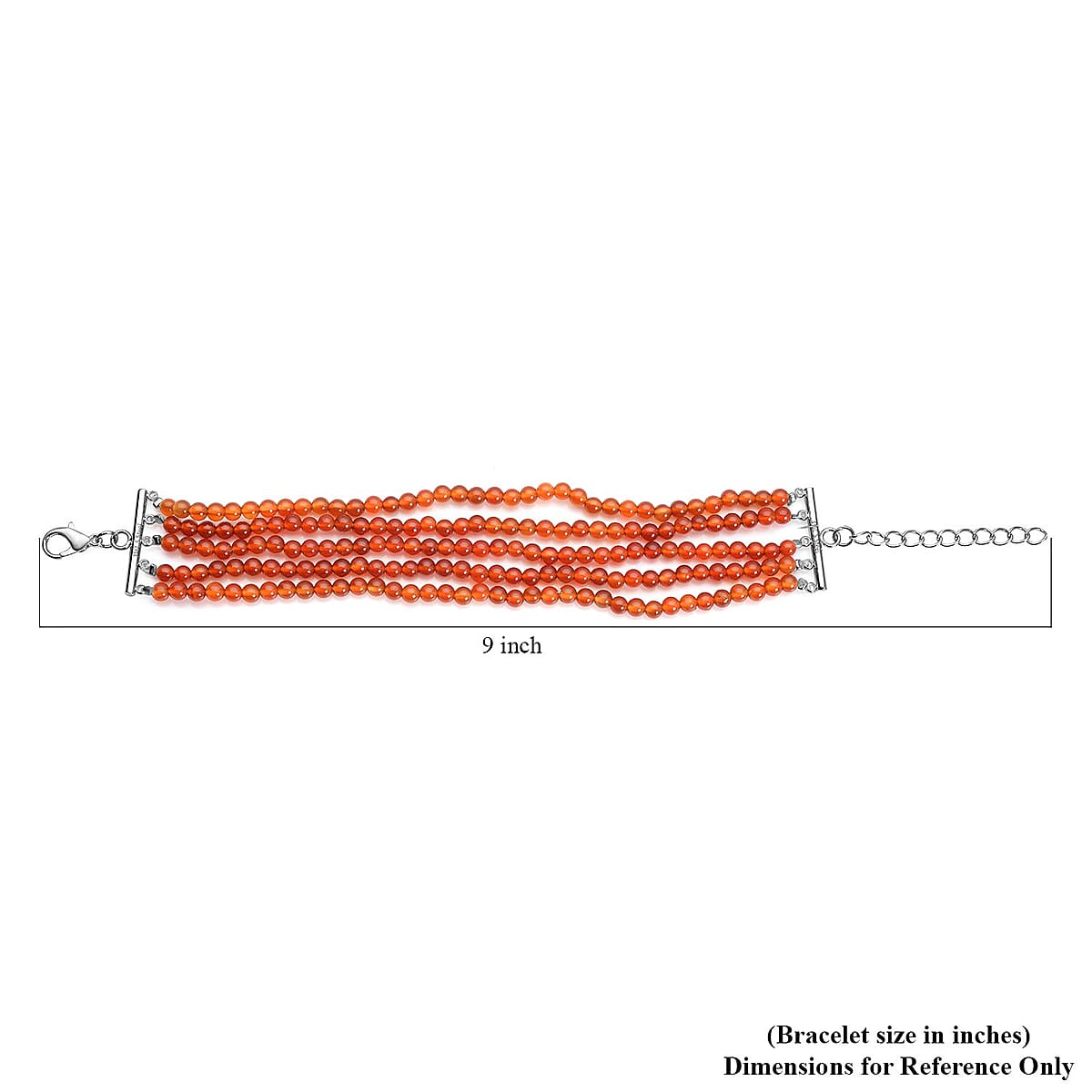 Enhanced Red Agate Multi Row Beaded Bracelet in Stainless Steel (7.25 In) 91.50 ctw , Tarnish-Free, Waterproof, Sweat Proof Jewelry image number 3