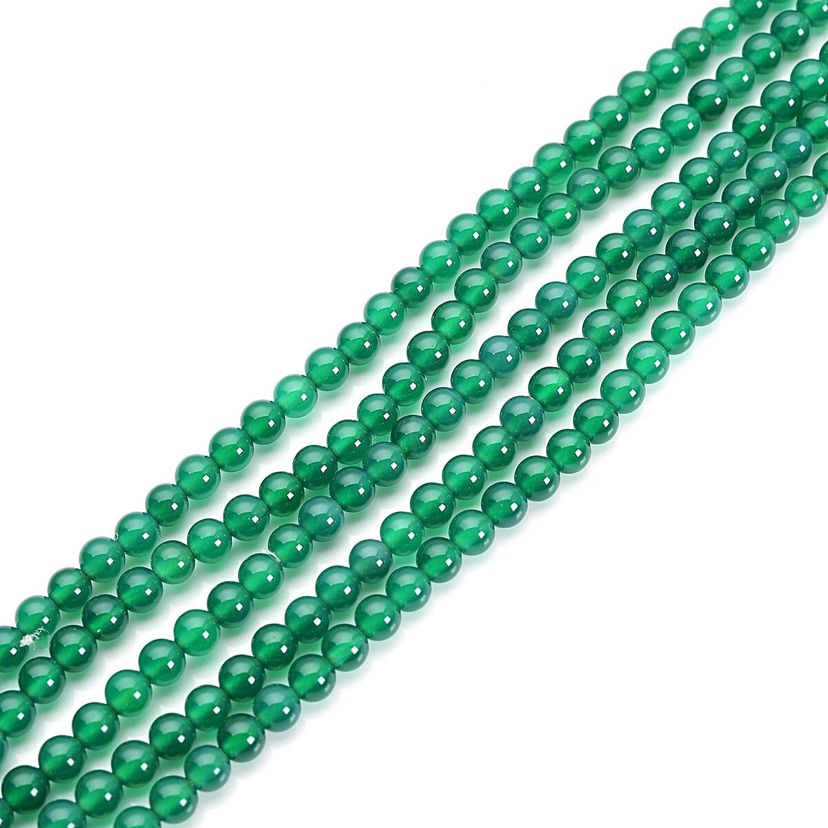 Enhanced Green Agate Multi Row Beaded Bracelet in Stainless Steel (7.25 In) 91.50 ctw | Tarnish-Free, Waterproof, Sweat Proof Jewelry image number 2