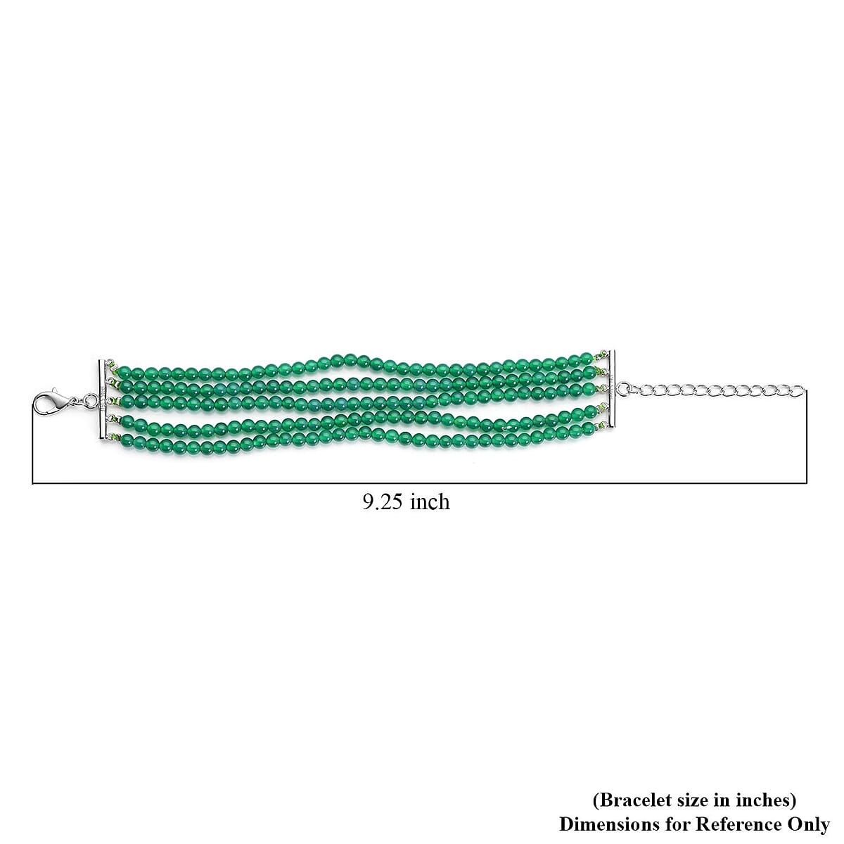 Enhanced Green Agate Multi Row Beaded Bracelet in Stainless Steel (7.25 In) 91.50 ctw | Tarnish-Free, Waterproof, Sweat Proof Jewelry image number 3