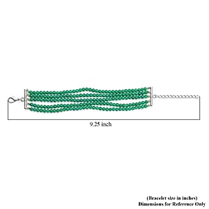 Enhanced Green Agate Multi Row Beaded Bracelet in Stainless Steel (7.25 In) 91.50 ctw | Tarnish-Free, Waterproof, Sweat Proof Jewelry
