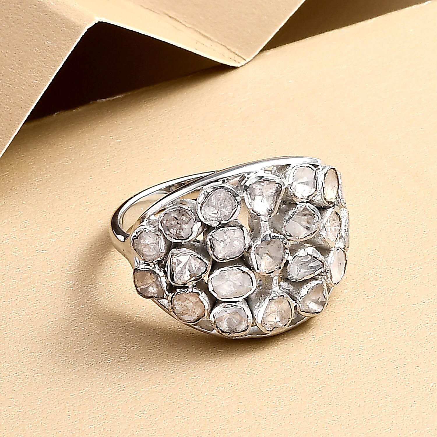 White Diamond 1.00 ctw Ring in Platinum Over Sterling Silver (Size 11.5) (6.33 g)