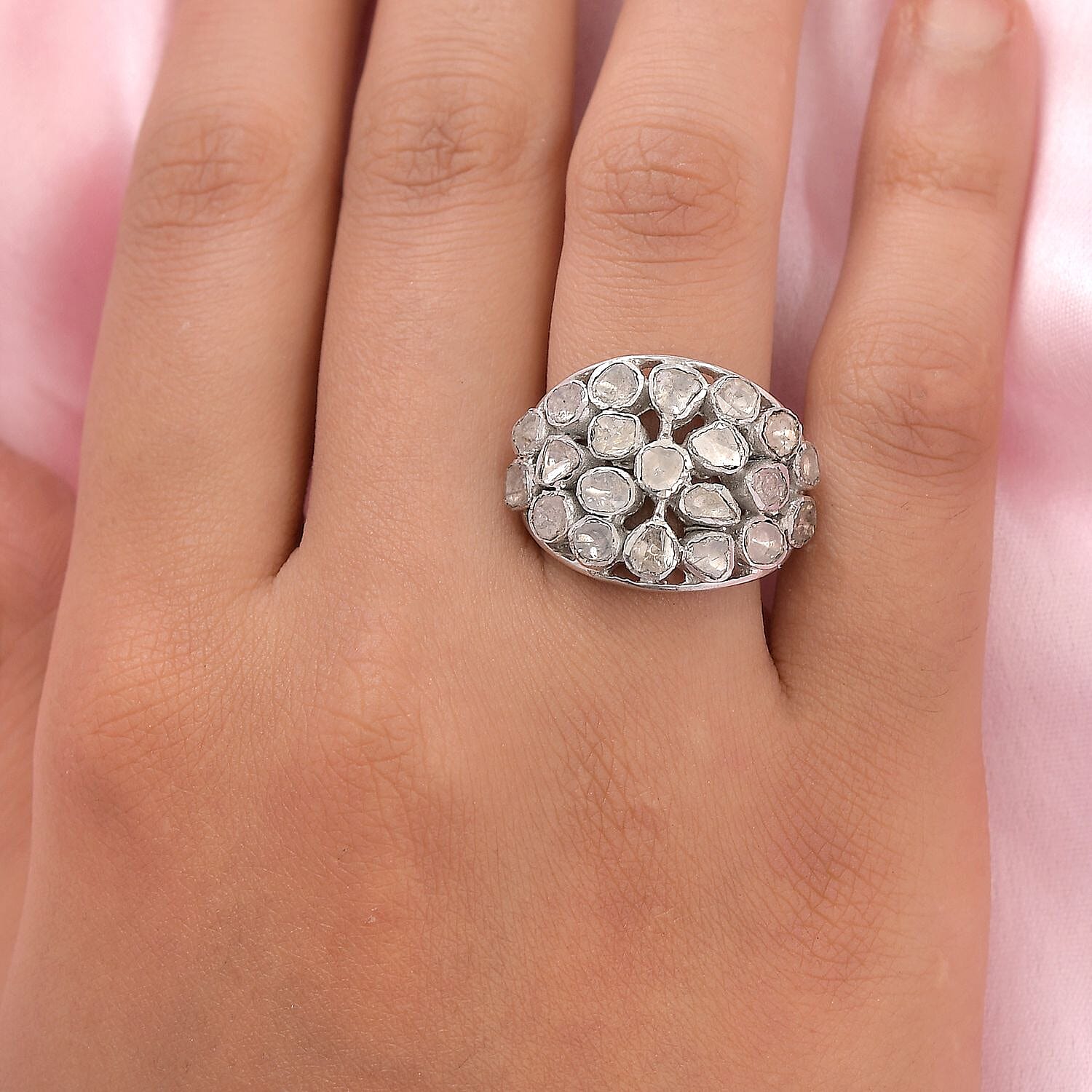 White Diamond 1.00 ctw Ring in Platinum Over Sterling Silver (Size 11.5) (6.33 g)