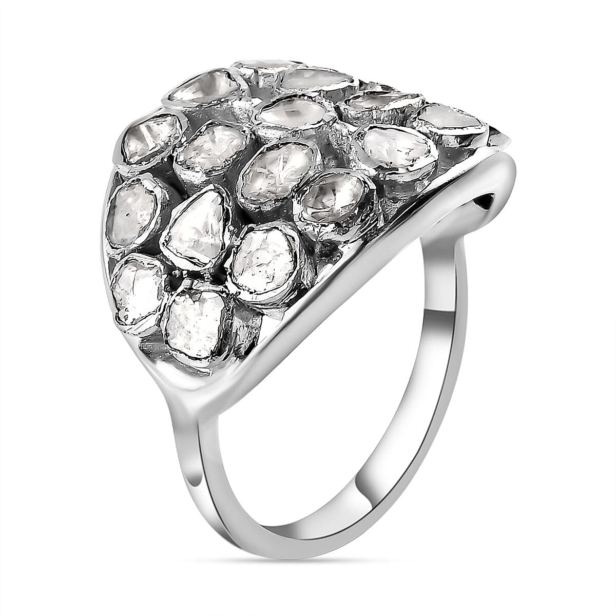 White Diamond 1.00 ctw Ring in Platinum Over Sterling Silver (Size 11.5) (6.33 g)
