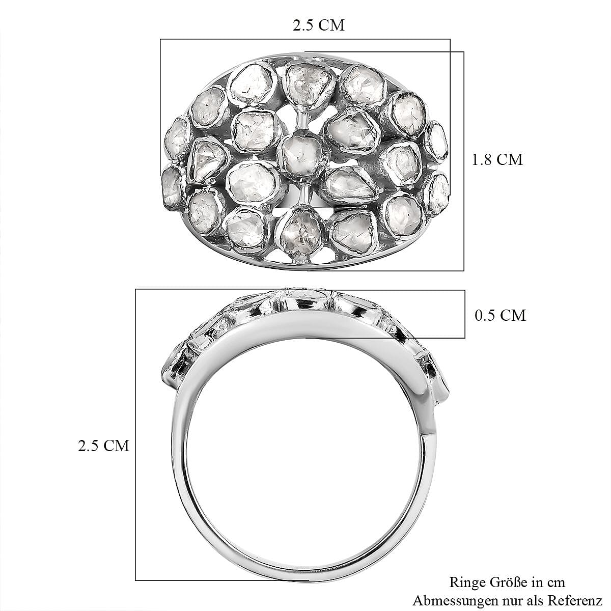 White Diamond 1.00 ctw Ring in Platinum Over Sterling Silver (Size 11.5) (6.33 g)