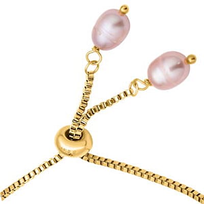 Multi Color Freshwater Pearl 36.00 ctw Bracelet in ION Plated YG Stainless Steel (6.00-9.00 In)