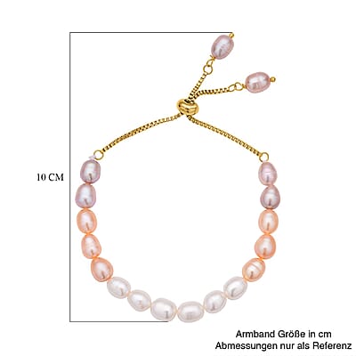 Multi Color Freshwater Pearl 36.00 ctw Bracelet in ION Plated YG Stainless Steel (6.00-9.00 In)