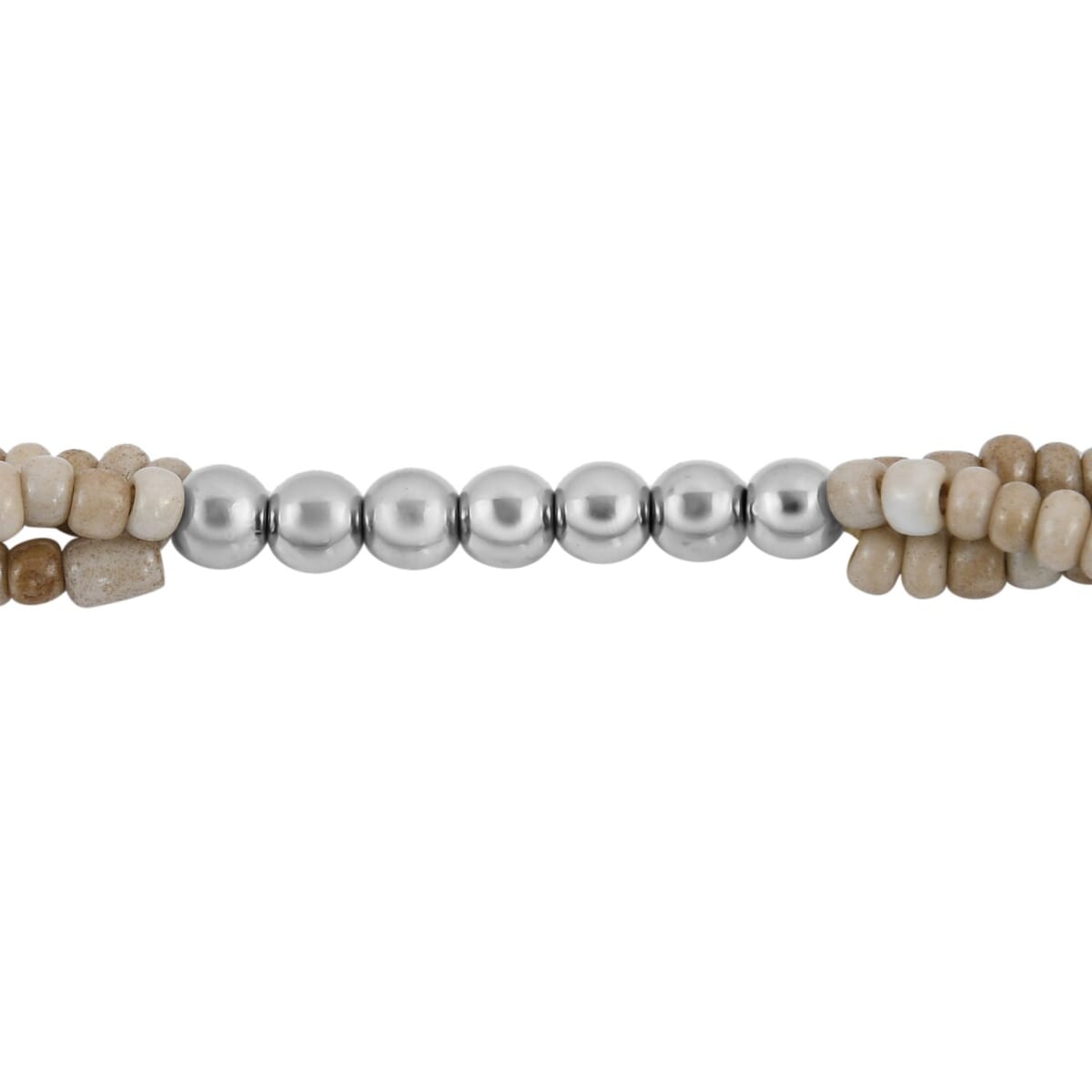 Cream Beaded Cassandra 3 Layered Necklace 24 Inches image number 4