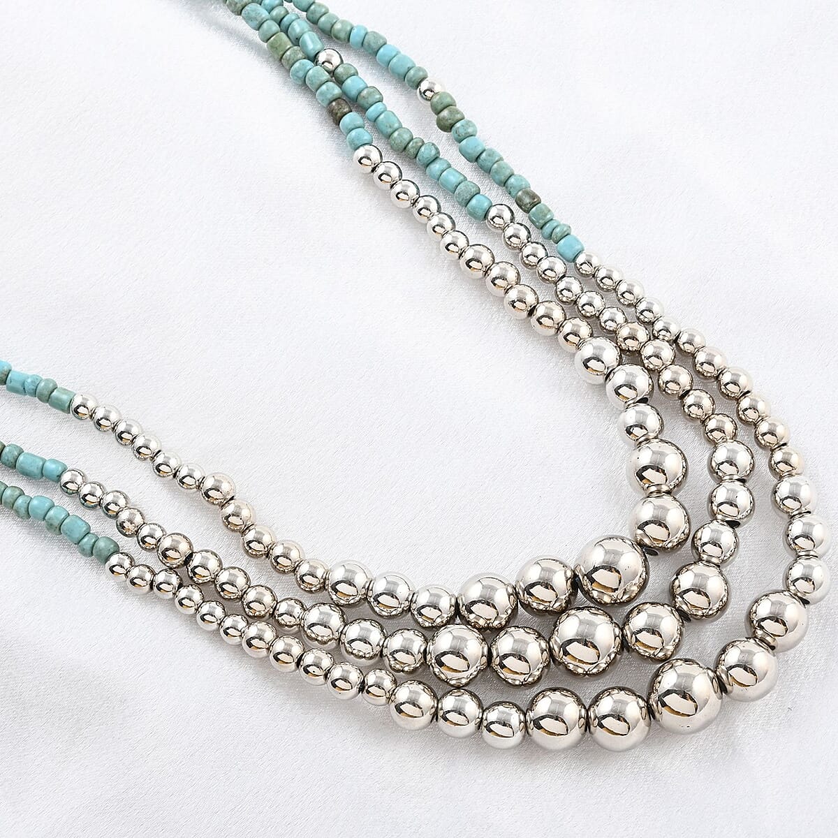 Turquoise Beaded Cassandra 3 Layered Necklace 24 Inches image number 1