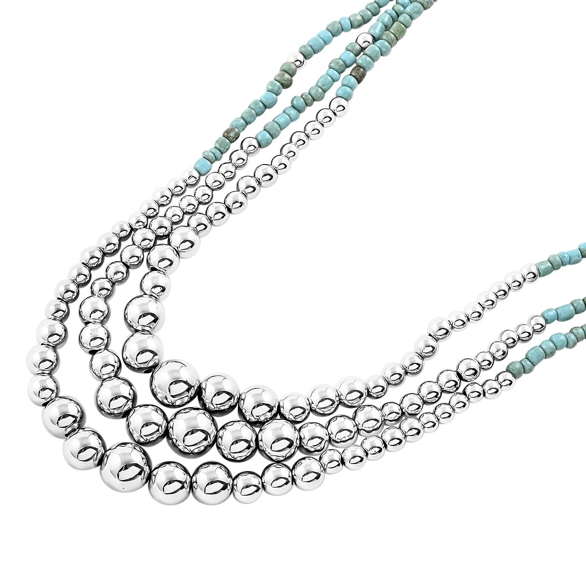 Turquoise Beaded Cassandra 3 Layered Necklace 24 Inches image number 3