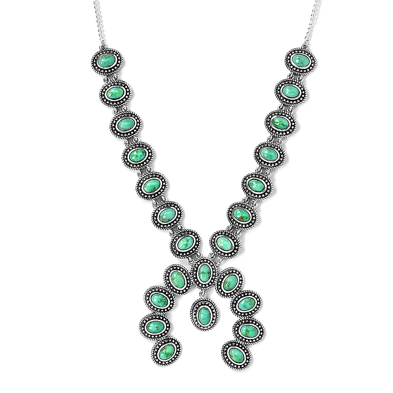Artisan Crafted Sonoran Gold Turquoise Necklace 18 Inches in Sterling Silver 11.85 ctw