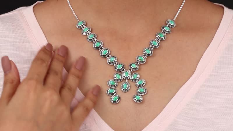 Artisan Crafted Sonoran Gold Turquoise Necklace 18 Inches in Sterling Silver 11.85 ctw