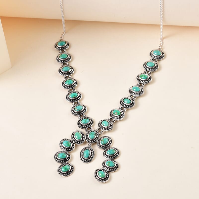 Artisan Crafted Sonoran Gold Turquoise Necklace 18 Inches in Sterling Silver 11.85 ctw