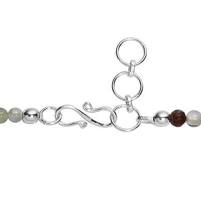 Natural Zimbaprase Beaded Necklace 20 Inches in Sterling Silver 100.00 ctw