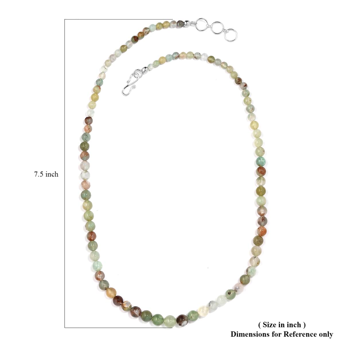 Natural Zimbaprase Beaded Necklace 20 Inches in Sterling Silver 100.00 ctw image number 5