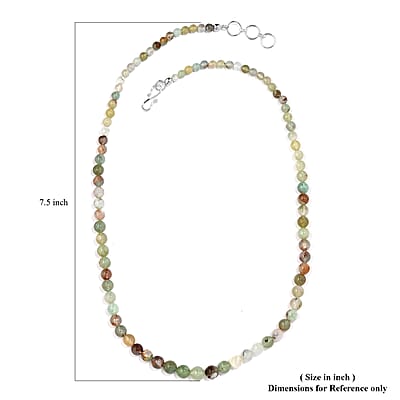 Natural Zimbaprase Beaded Necklace 20 Inches in Sterling Silver 100.00 ctw