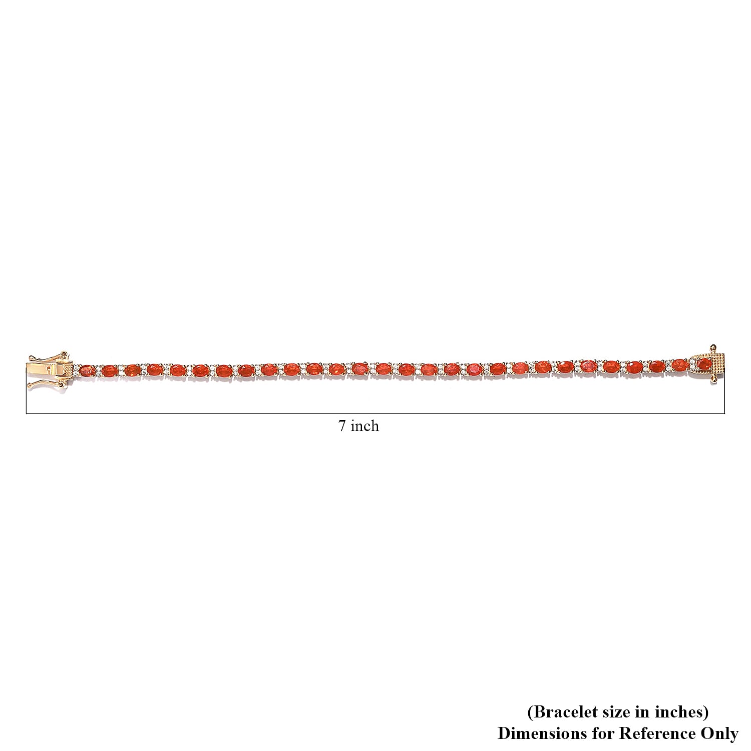 Mexican Cherry Fire Opal and Natural White Zircon Tennis Bracelet in Vermeil Yellow Gold Over Sterling Silver (6.50 In) 3.90 ctw