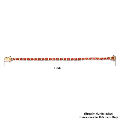 Mexican Cherry Fire Opal and Natural White Zircon Tennis Bracelet in Vermeil Yellow Gold Over Sterling Silver (6.50 In) 3.90 ctw