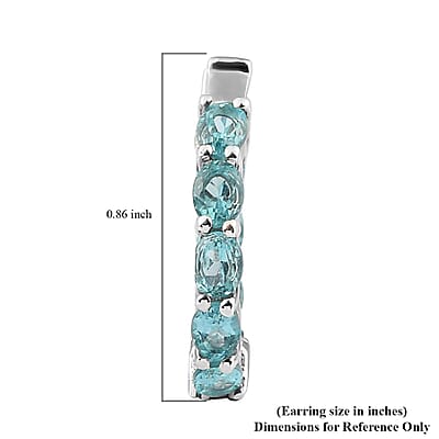 Madagascar Paraiba Apatite Hoop Earrings in Platinum Over Sterling Silver 3.65 ctw