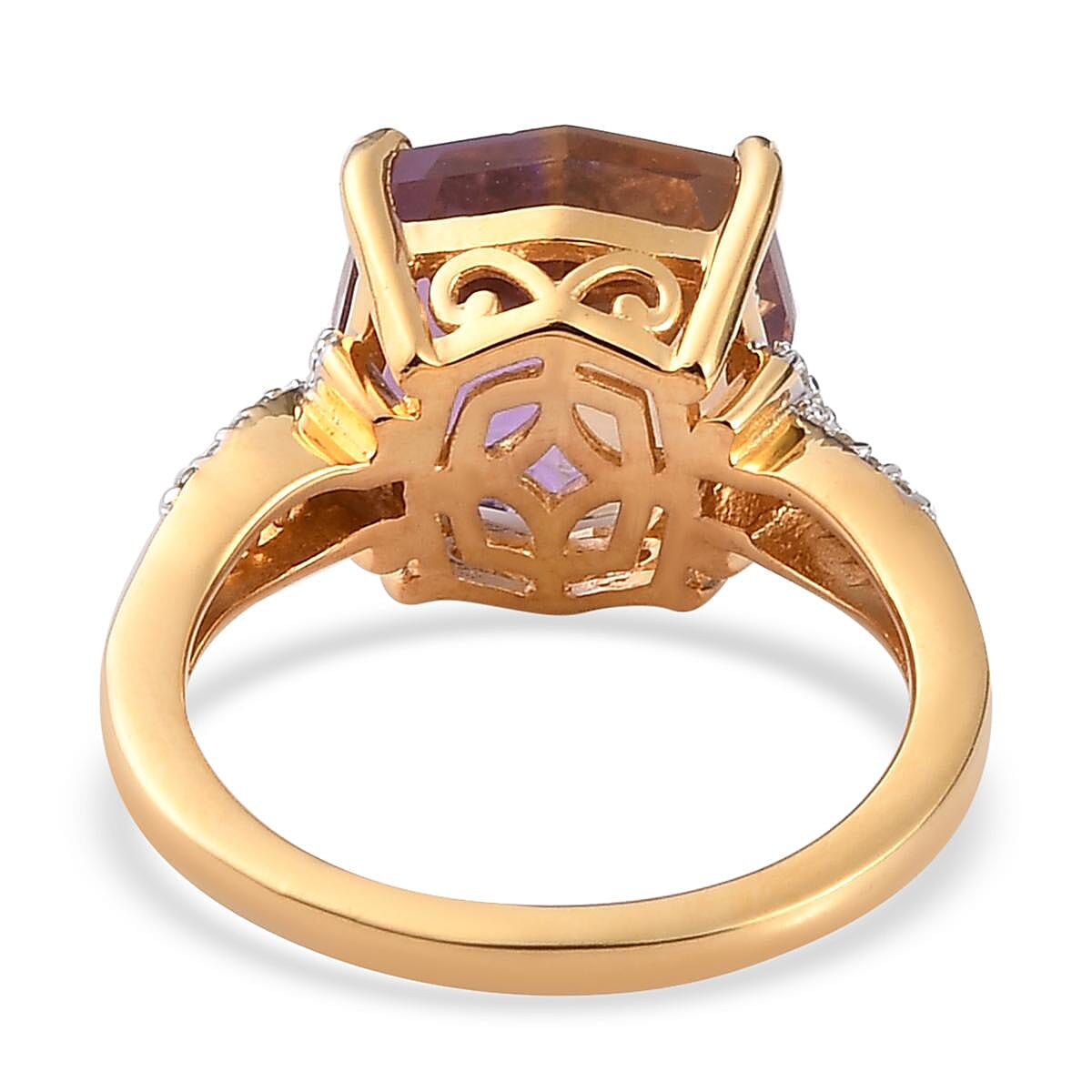 Anahi Ametrine and Diamond Ring in Vermeil Yellow Gold Over Sterling Silver (Size 6.0) 5.10 ctw