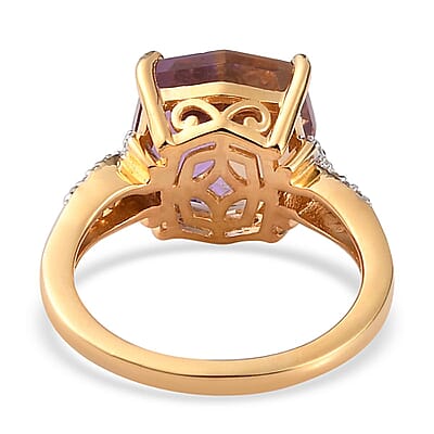 Anahi Ametrine and Diamond Ring in Vermeil Yellow Gold Over Sterling Silver (Size 6.0) 5.10 ctw
