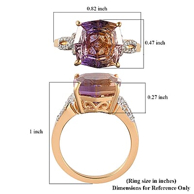 Anahi Ametrine and Diamond Ring in Vermeil Yellow Gold Over Sterling Silver (Size 6.0) 5.10 ctw
