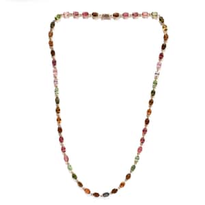 Luxoro 14K Yellow Gold AAA Multi-Tourmaline Link Necklace 18 Inches 7.40 Grams 22.00 ctw