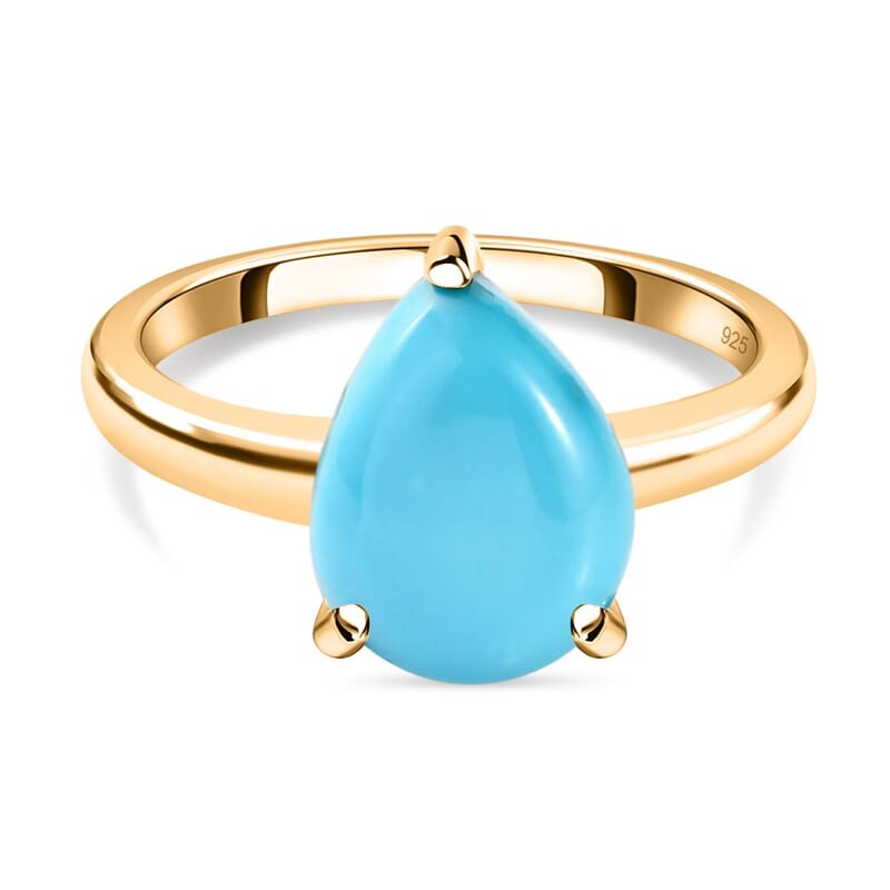 Sleeping Beauty Turquoise 4.00 ctw Ring in 18K Vermeil Yellow Gold Over Sterling Silver (Size 9.0)