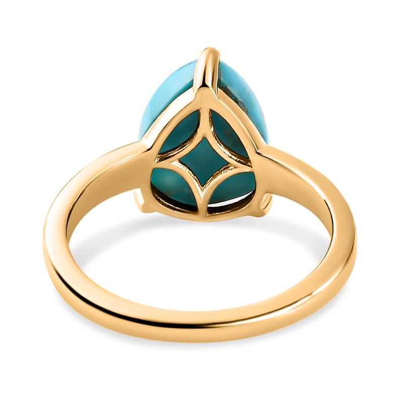 Sleeping Beauty Turquoise 4.00 ctw Ring in 18K Vermeil Yellow Gold Over Sterling Silver (Size 9.0)